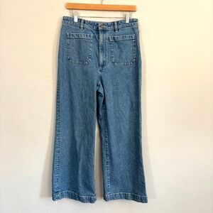 Rollas Sailor High Rise Wide Leg Jeans Women Size 32 Blue Front Pockets